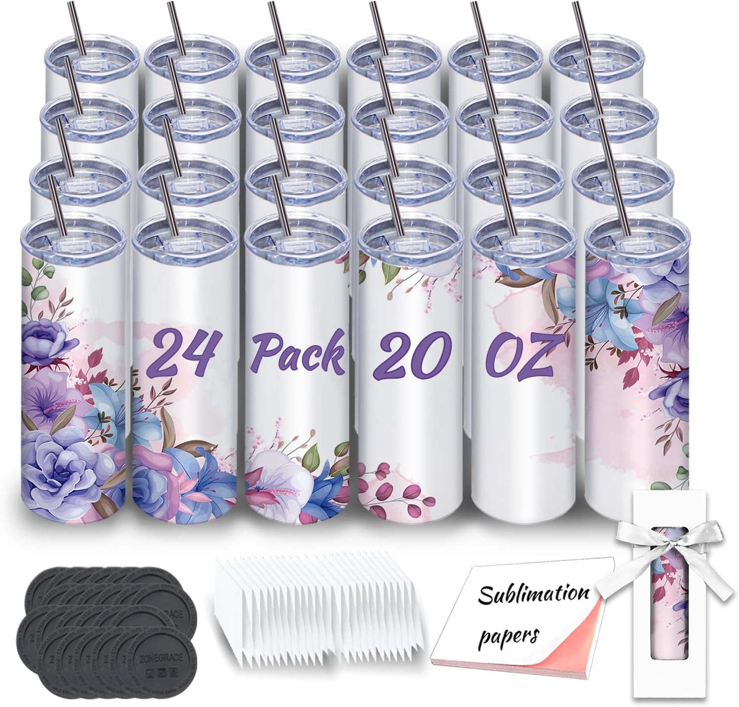 Tumbler 20Oz White - 24 Pack 20 oz Straight Sublimation