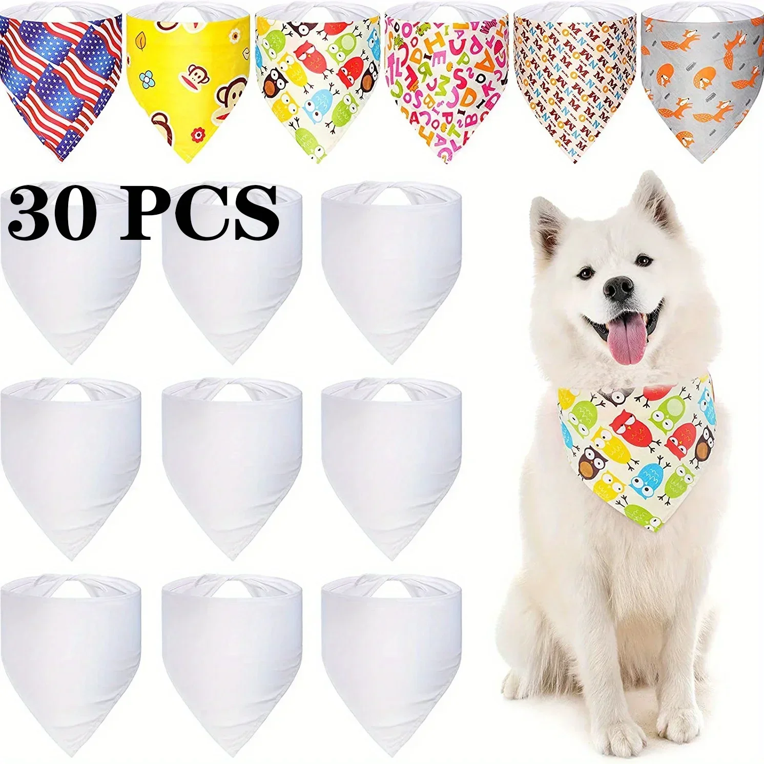 30pcs White Polyester Blank Do - Bandana Blank White 리뷰 및 가격