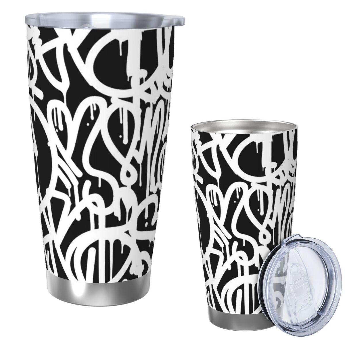 Black And White Graffiti Stain - Tumbler 20Oz White 리뷰 및 가격