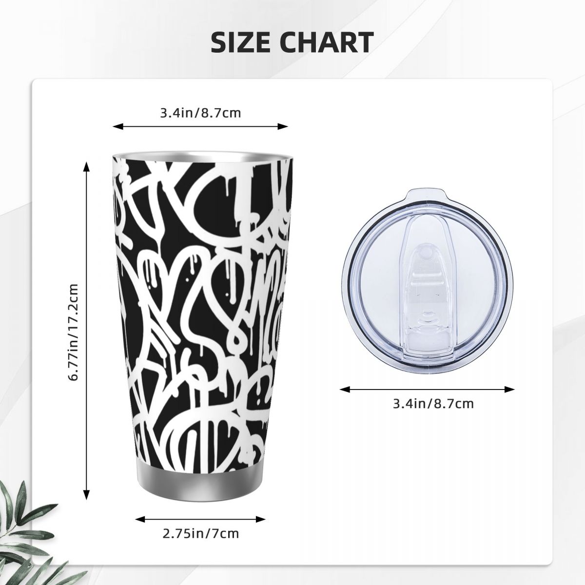 Black And White Graffiti Stain - Tumbler 20Oz White 리뷰 및 가격