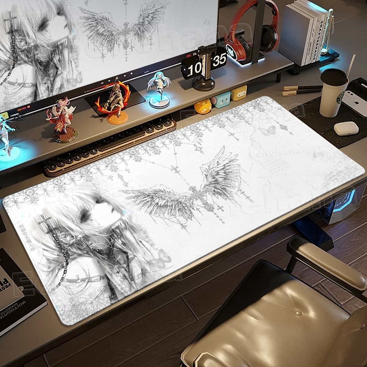 Black White Angel Mouse Pad La - Mouse Pad Blank Sublimation 리뷰 및 가격
