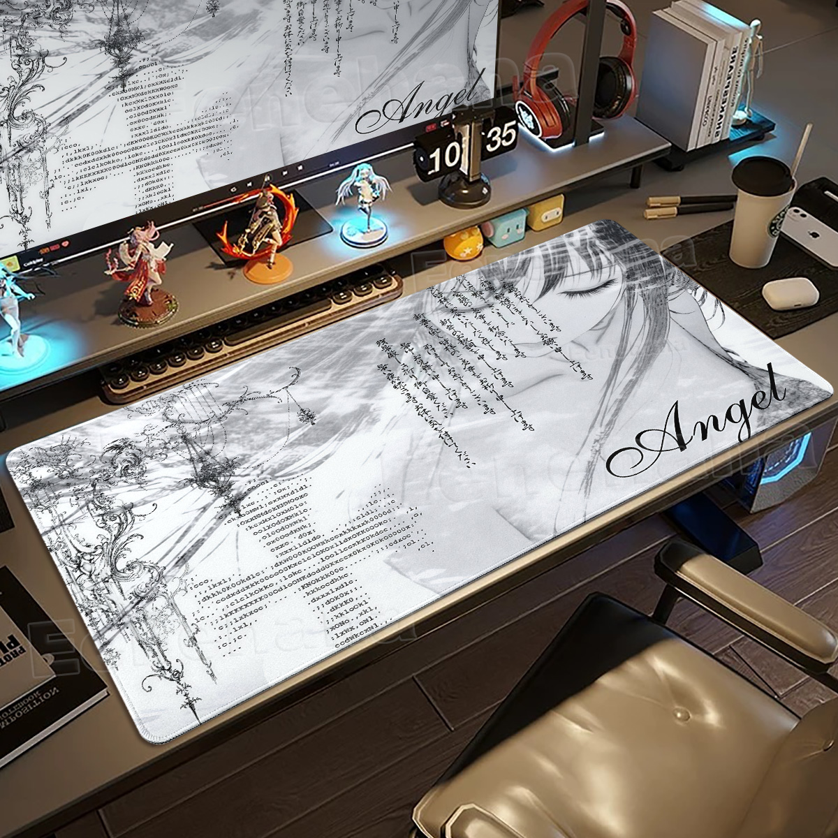 Black White Angel Mouse Pad La - Mouse Pad Blank Sublimation 리뷰 및 가격