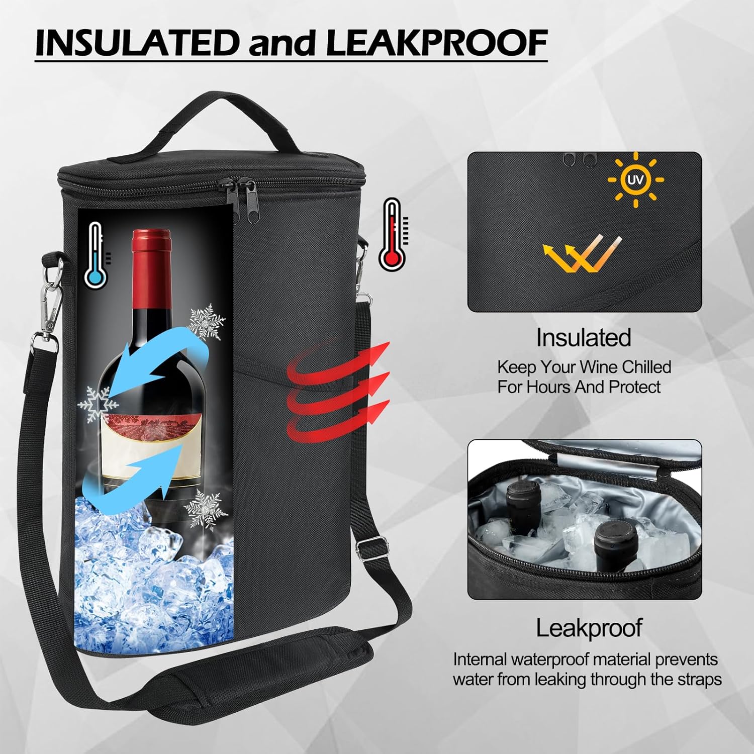 2 Bottle Wine Cooler Bag, Leak - Tote Bag Sublimation 리뷰 및 가격