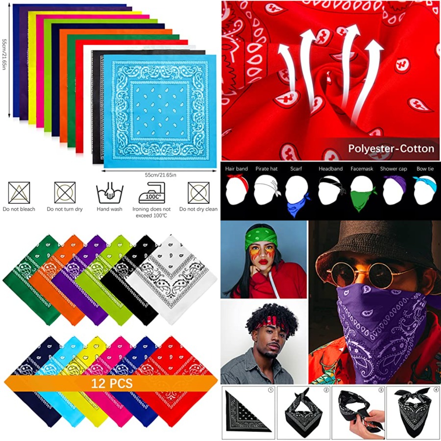 12- Bandanas for Men Women Pai - Bandana Blank White 리뷰 및 가격