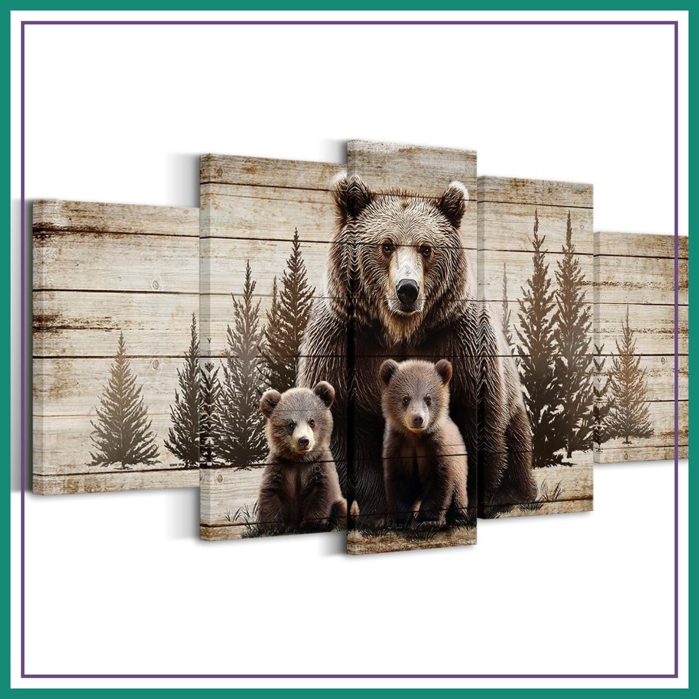 Large 5 Piece Vintage Grizzly  - Canvas Wrap Ready 리뷰 및 가격