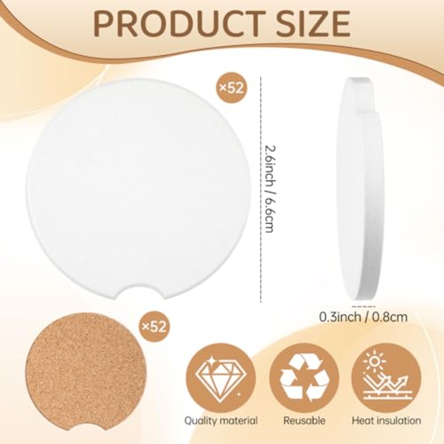 312 Pcs Ceramic Car Coasters 2 - Coaster Sublimation Blank 리뷰 및 가격