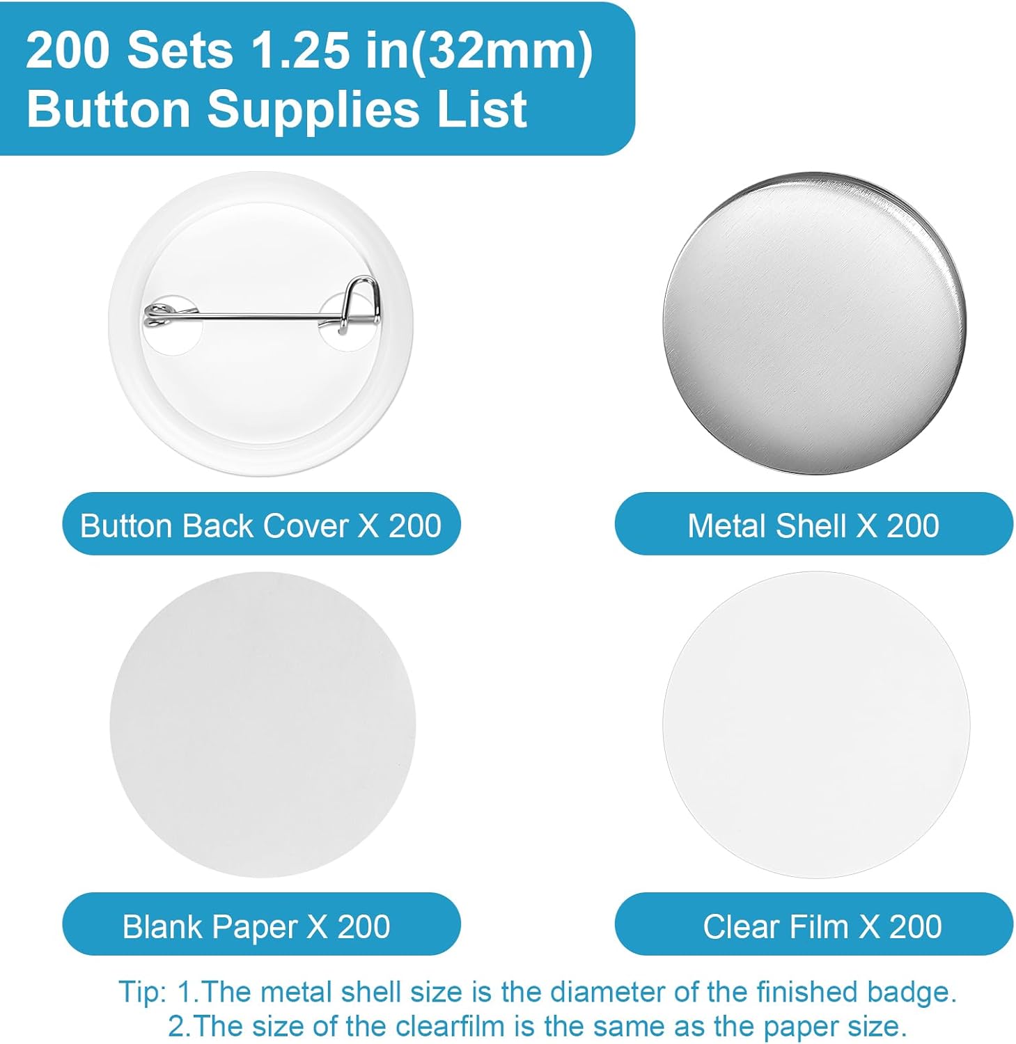 200 Sets 1.25 Inch Button Make - Button Badge Blank 리뷰 및 가격