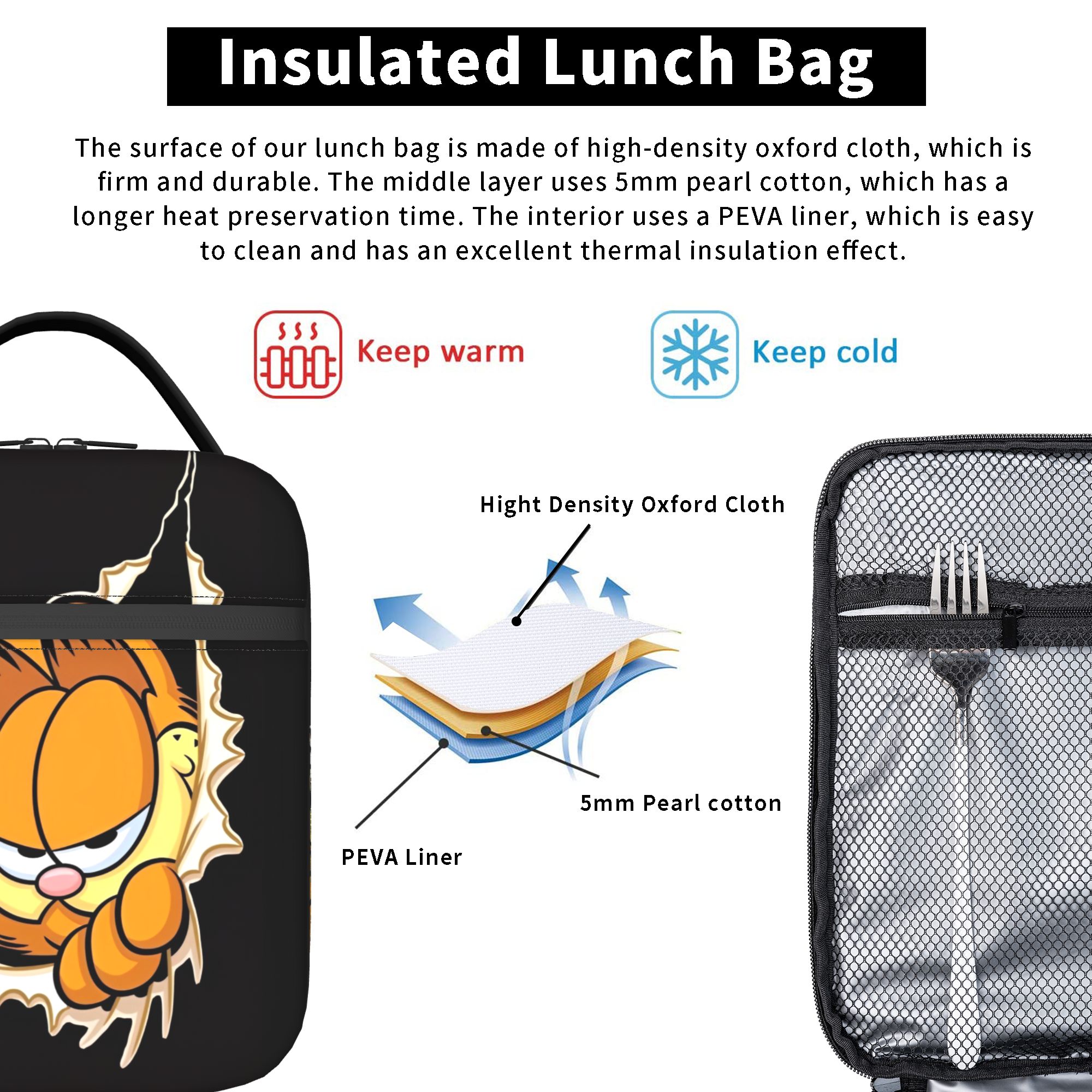 Garfielded Insulated Lunch Bag - Tote Bag Sublimation 리뷰 및 가격