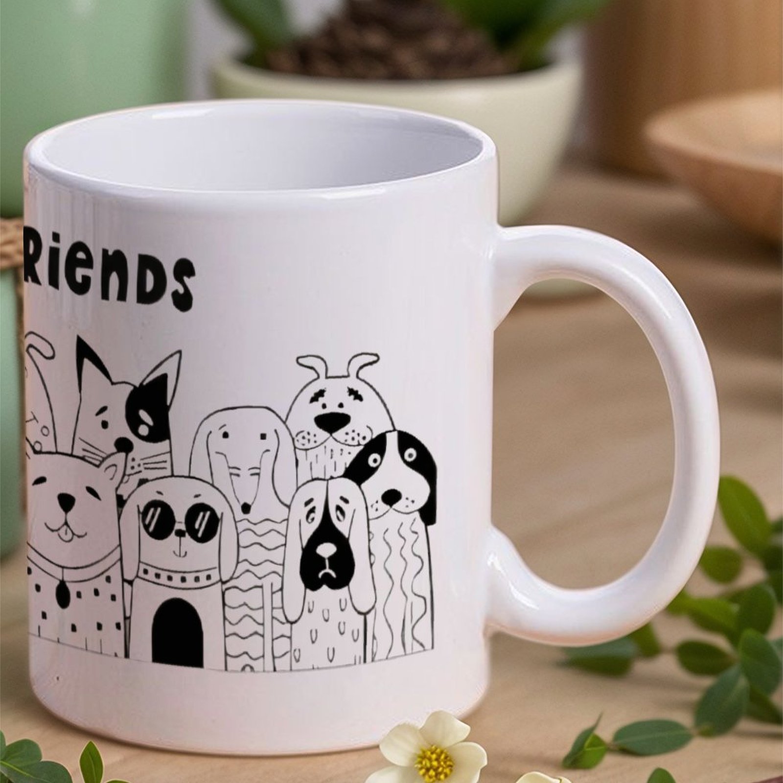 Illustration Of Dogs With The  - Sublimation Mug White 리뷰 및 가격