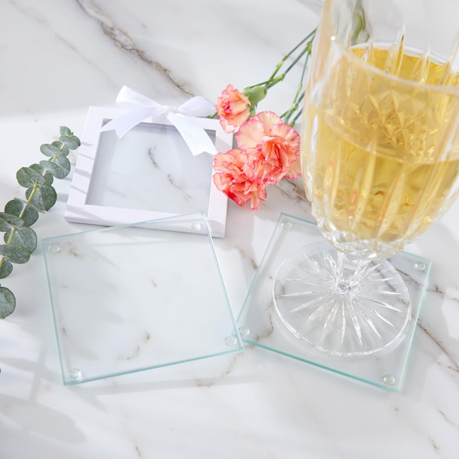 Clear Glass Drink Coasters Set - Coaster Sublimation Blank 리뷰 및 가격